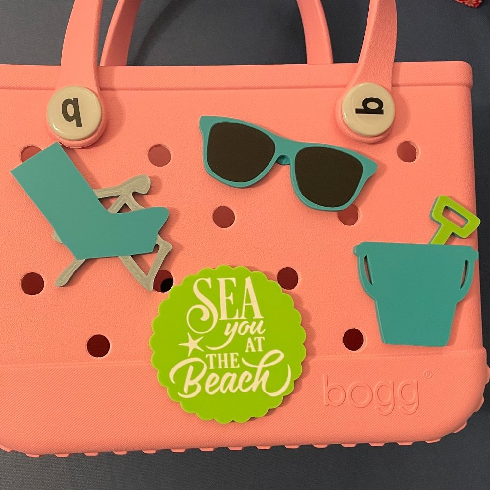 Set of 4 Beach Bogg Bag Charms-Summer Bogg Bag Bits-Ocean Sea Bogg Charms